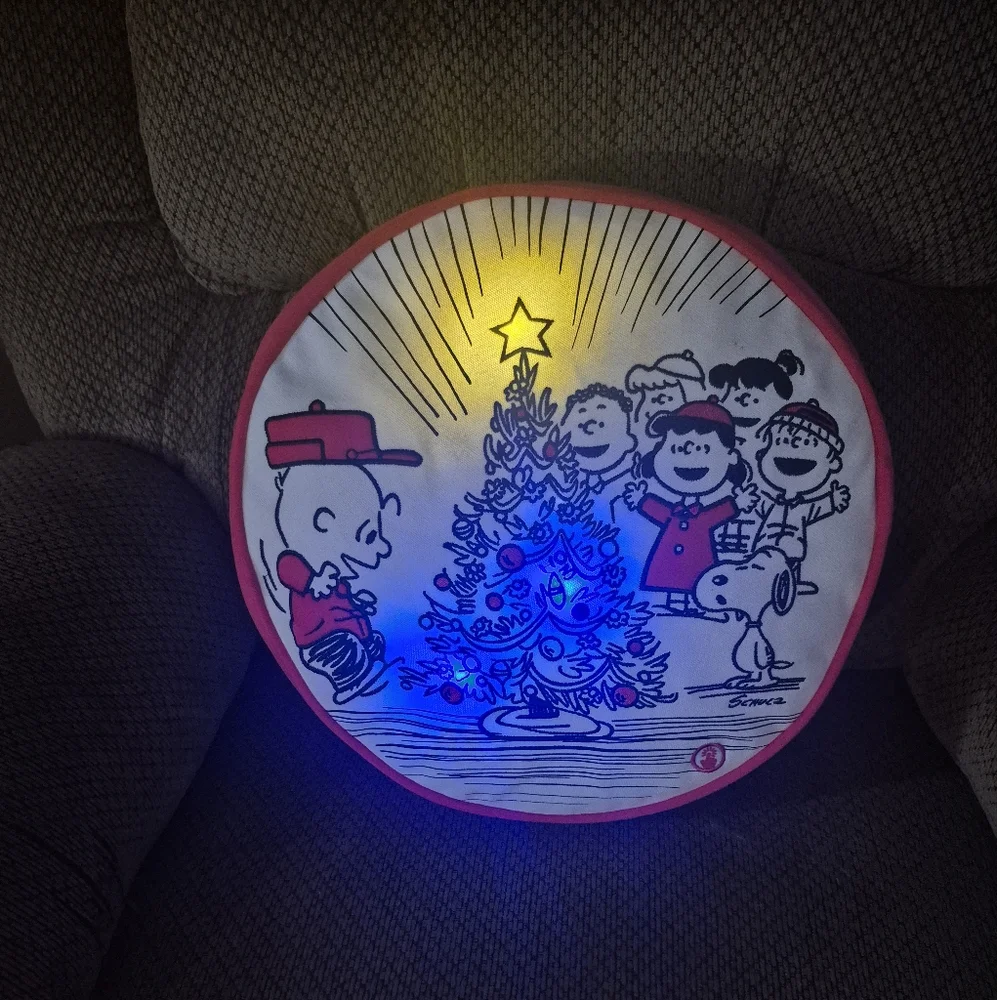 Peanuts Holiday Pillow Red and White Festive Design